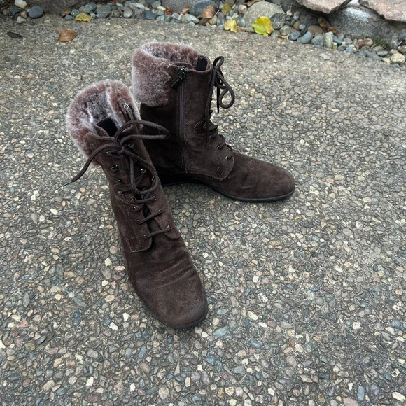 Aquatalia by Marvin K Espresso Brown Suede Marvel Lace Up Boots Size 10 - Picture 10 of 11
